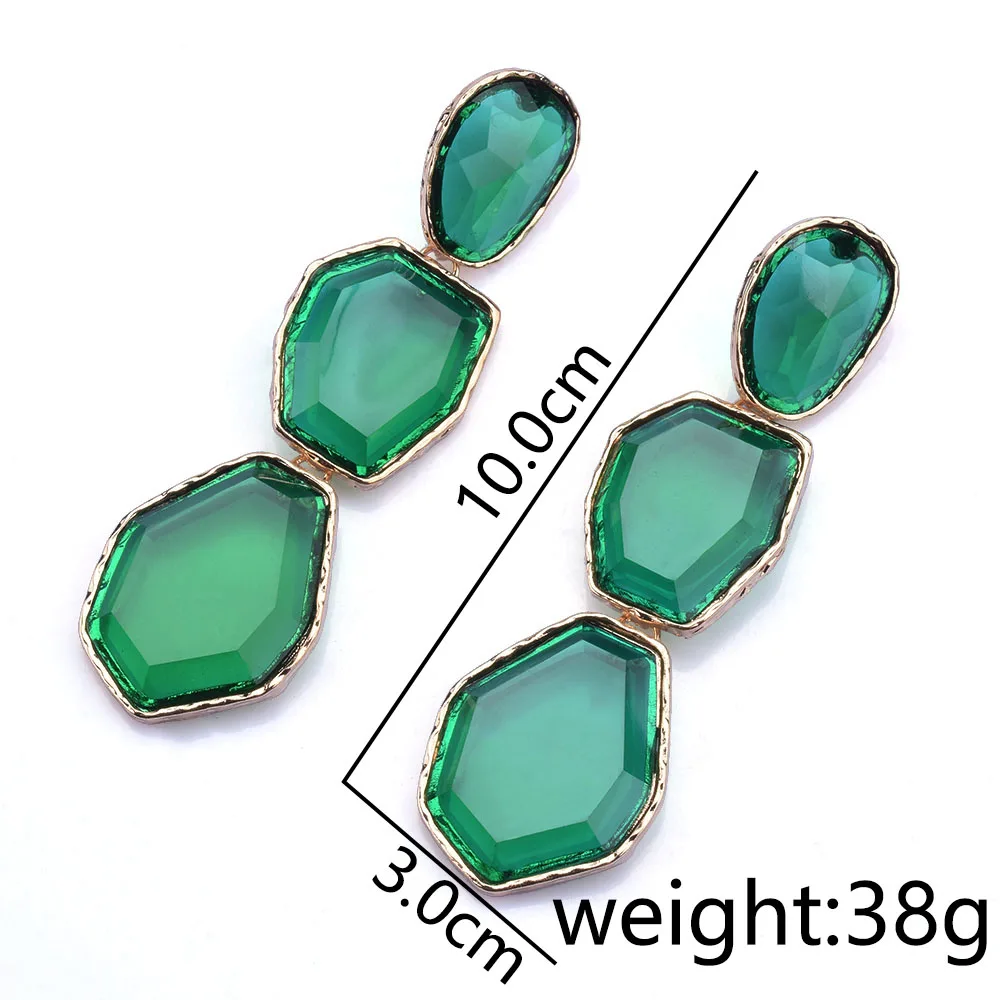 2026 موضة جديدة غير النظامية الراتنج بيان استرخى أقراط مجوهرات نسائية أخضر أرجواني أزرق وردي أحمر أسود الراتنج الأقراط الطويلة #2