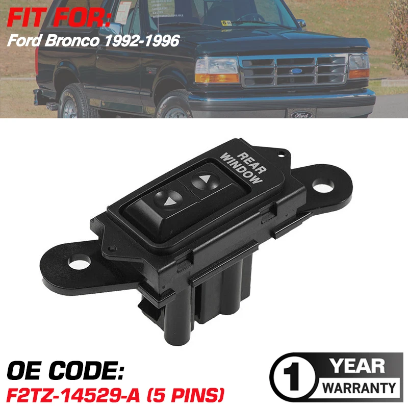 Rear Car Window Control Switch Button F2TZ-14529-A For Ford Bronco 1992 1993 1994 1995 1996 F2TZ14529A 5 Pins