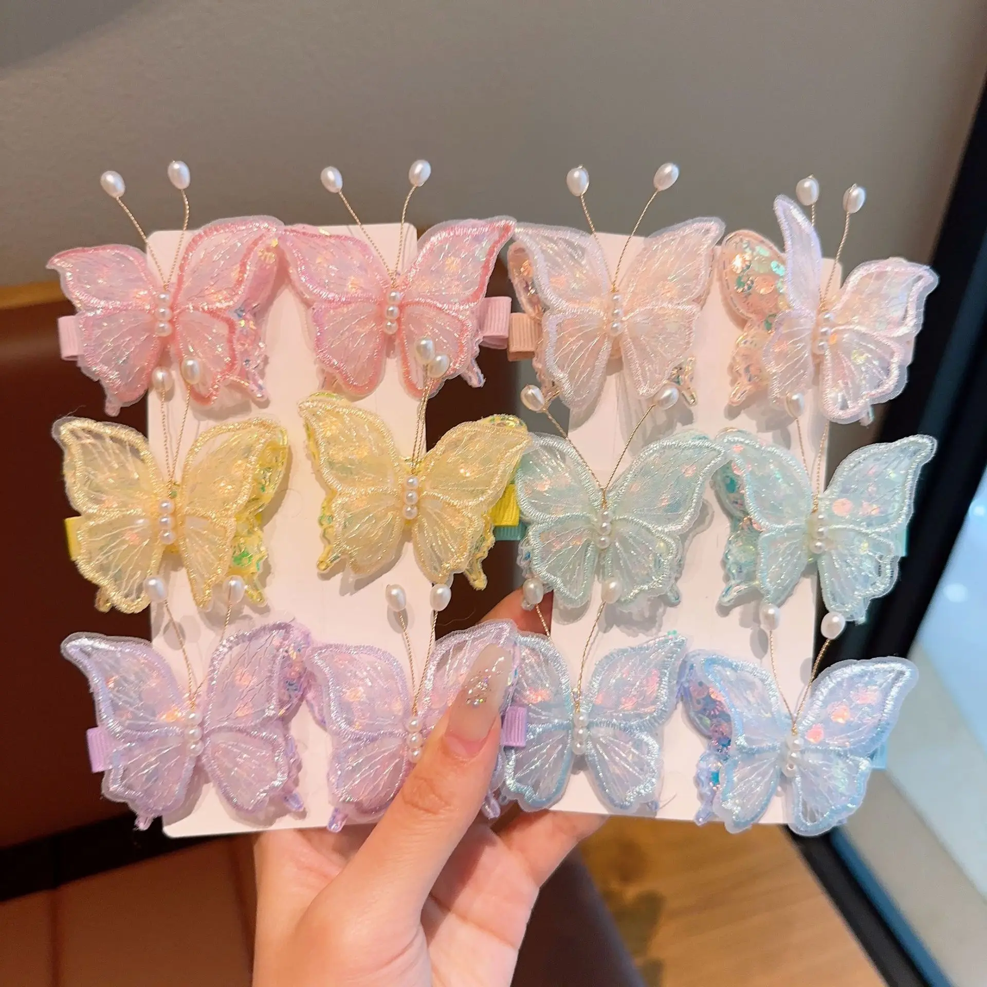 

Children Super Fairy Embroidered Butterfly Hairpins Sweet Cute Retro Bangs Headwear for Baby Girls Princess Head Hair Side Clips
