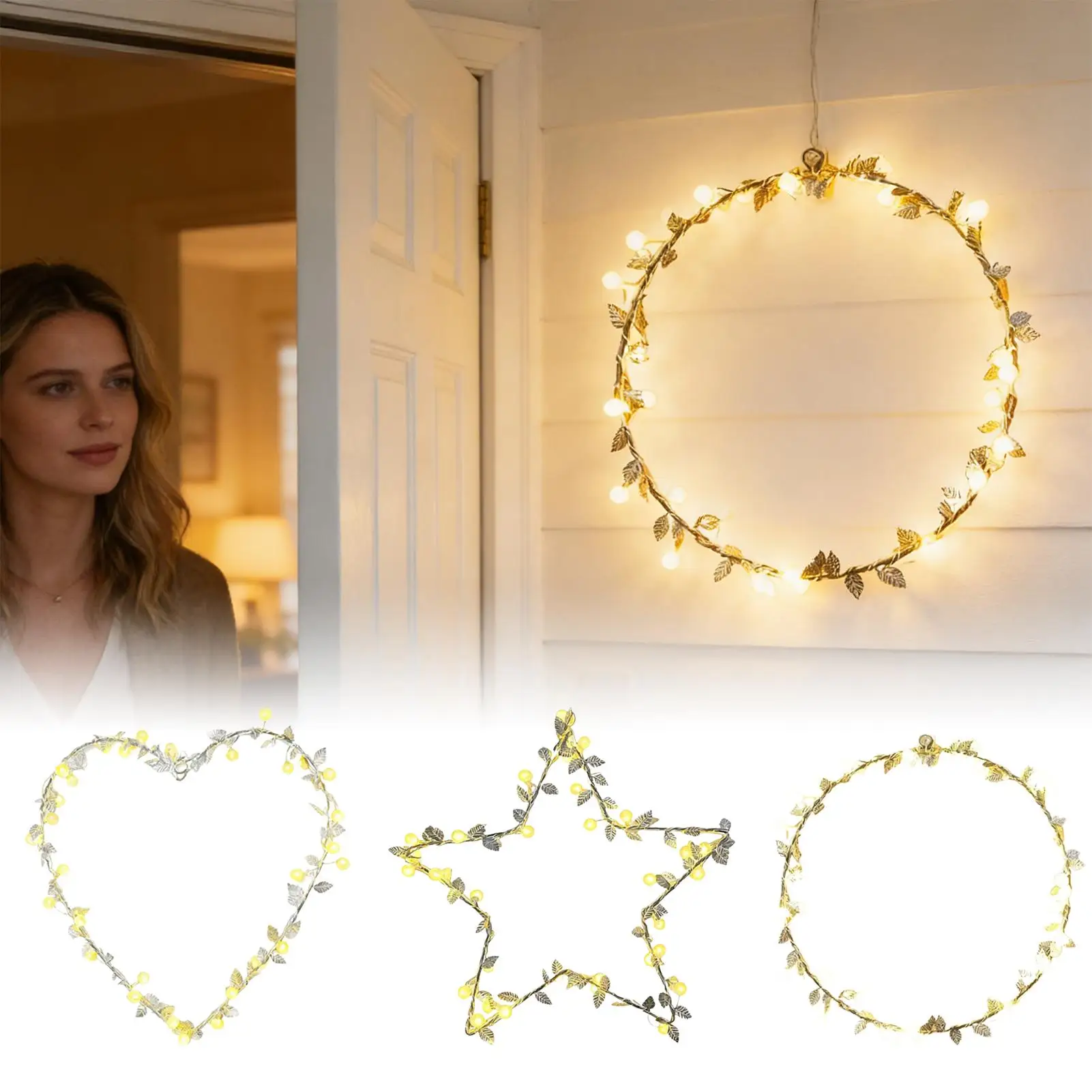 

Светодиодные рождественские светильники Iron Star на батарейках с пультом дистанционного управления, 8 режимов работы, для дома, внутреннего и наружного использования, праздничное украшение