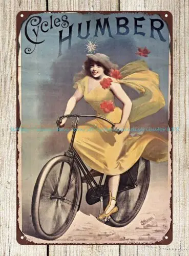 Cycles Humber bike bicycle 1890 ad Artist Alfred Choubrac metal tin sign