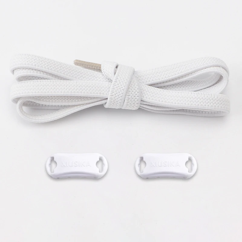 1 زوج لا التعادل أربطة الحذاء المرنة مع مشبك للأطفال والكبار 8 مللي متر أحذية رياضية أربطة أحذية مسطحة سريعة كسول سلاسل الأحذية الأربطة المطاطية
