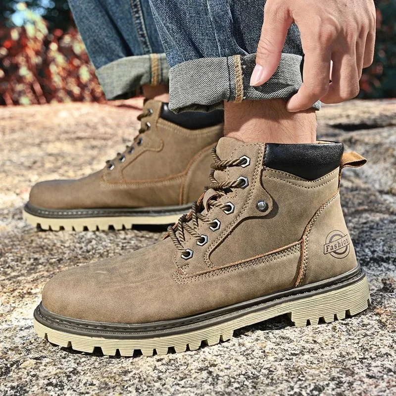 

British High-end Mens Boots Designer Shoes Men Motorcycle Boots Vintage Mens Casual Leather Boot Size 47 Men's Shoes Boots Botas