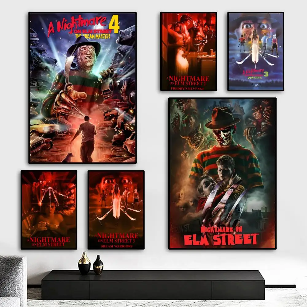 a nightmare on elm street freddy Painting Calligraphy HD Canvas Poster living room bedroom bar aesthetic decoration