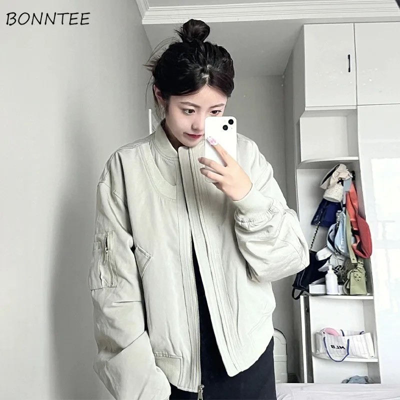 

Vintage Bomber Jackets Women American High Street All-match Autumn Outwear Cleanfit Streetwear Korean Fashion Hip Hop Chic Ins