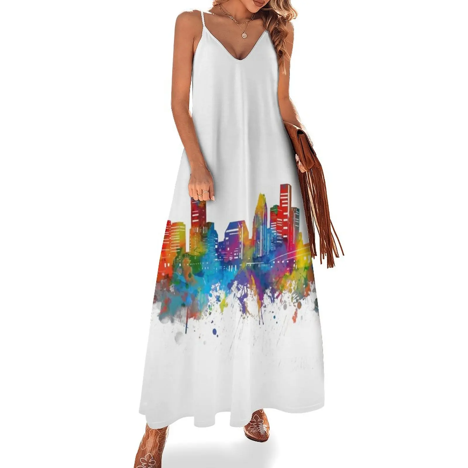 

houston skyline Sleeveless Dress dresses summer summer dresses women 2025 summer woman dress 2025 long dress women