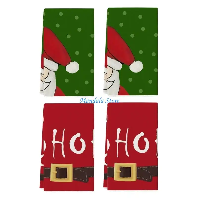 

U2JC Absorbent Christmas Kitchen Towels With Festival Pattern Reusable Microfiber Cleaning Cloth