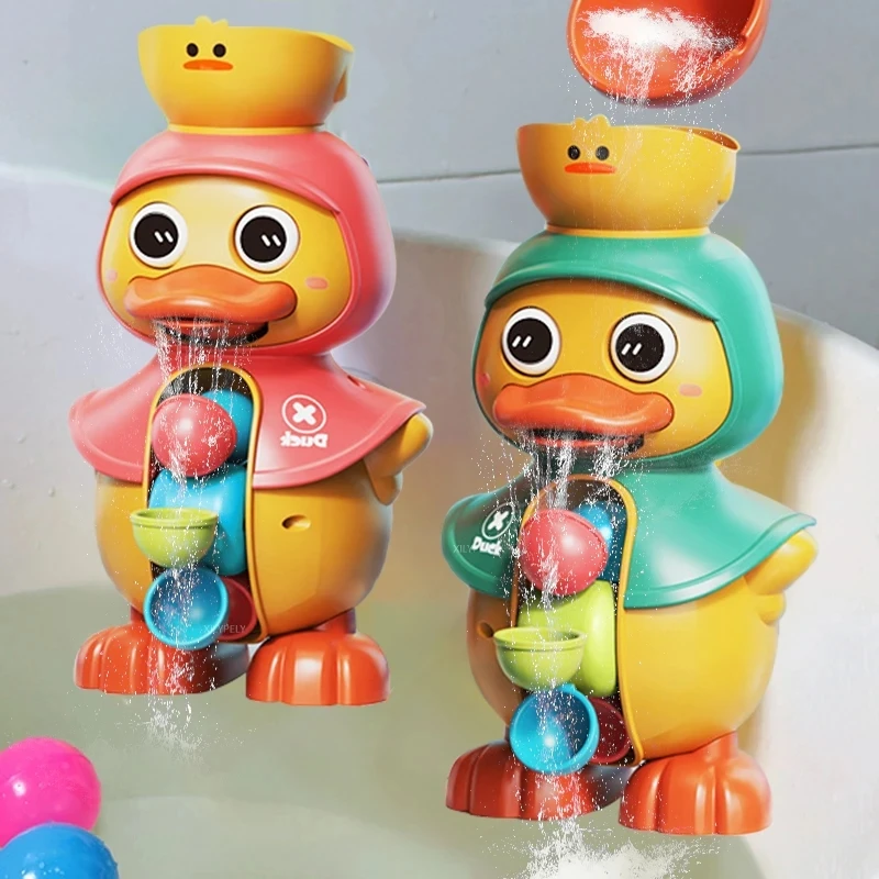 

Kids Shower Bath Toys Cute Duck Bathtub Toys for Toddlers 1-4 Years Old with Rotating Water Wheels Bathroom Power Suction Water