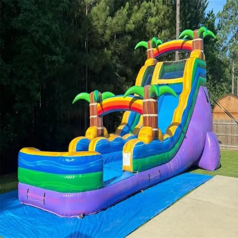 Commercial Outdoor PVC Inflatable Water Park Slide with Fountain Large Capacity for Groups and Kids Rental Event Activity