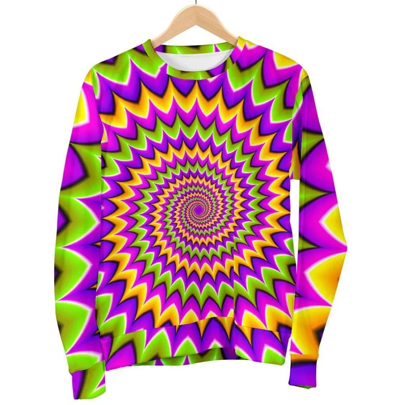 

Graphic Optical Illusion 3D Sweatshirts Man Woman Baggy Sweaters Casual Long Sleeve Round Neck Tops Sweaters For Men Kids Top