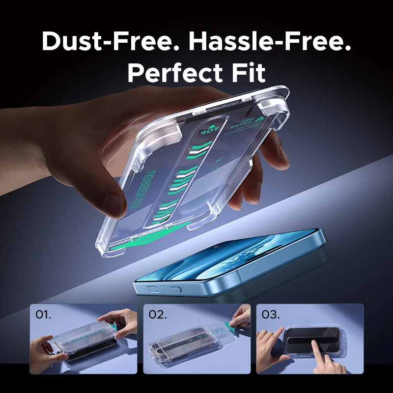 UGREEN 2 SZT. Bezpyłowa Osłona Ekranu do iPhone 18 17 Pro Max Szkło Hartowane do iPhone 18 Pro 17Pro Folia Ochronna na Telefon — zdjęcie produktu 3