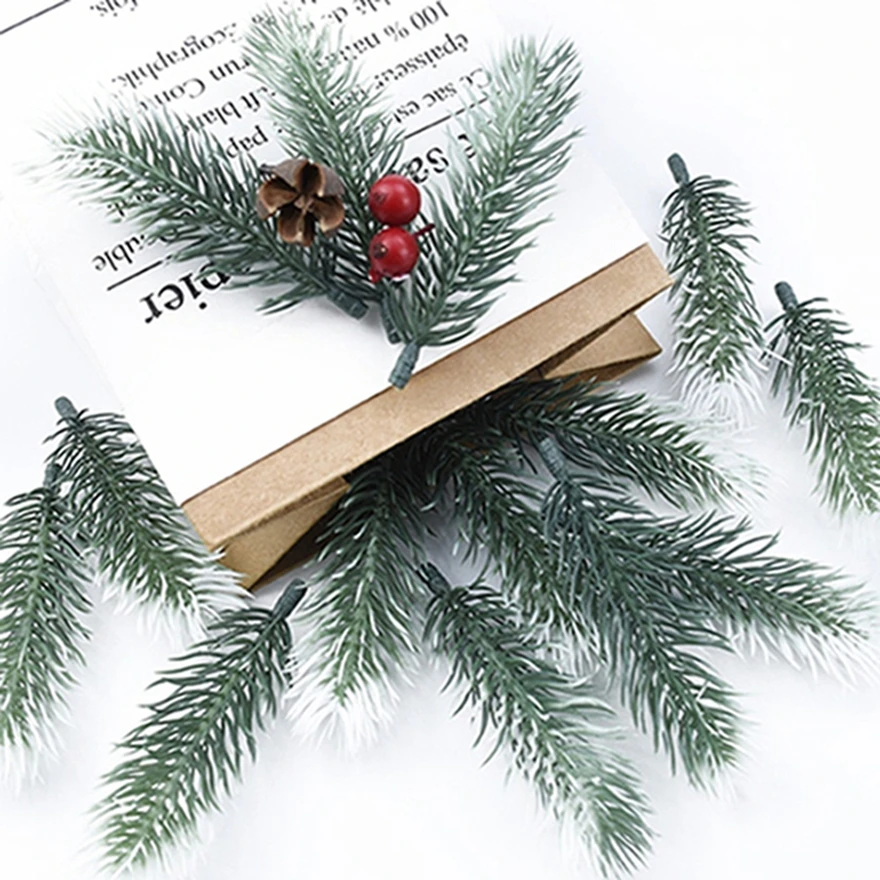 

100Pcs Artificial Plants Plastic Pine Needles Snowflake Scrapbook Christmas Decoration Home Room Diy Gift Craft Delicate Product