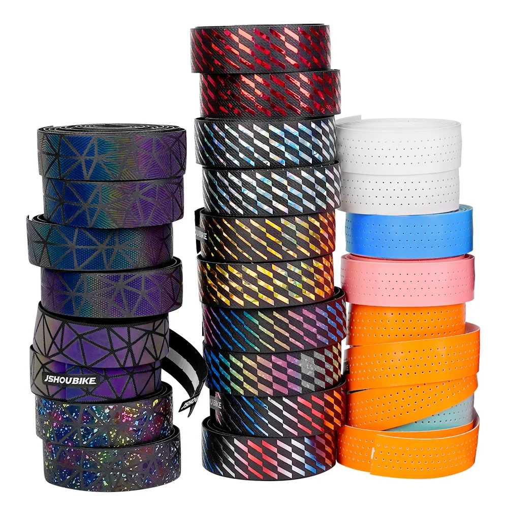 JSHOU BIKE Handlebar Tapes PU Cycling Handle Wraps Strap Bicycle Bar Tape Anti Slip MTB Road Bike Handle Belt Bike Accessories