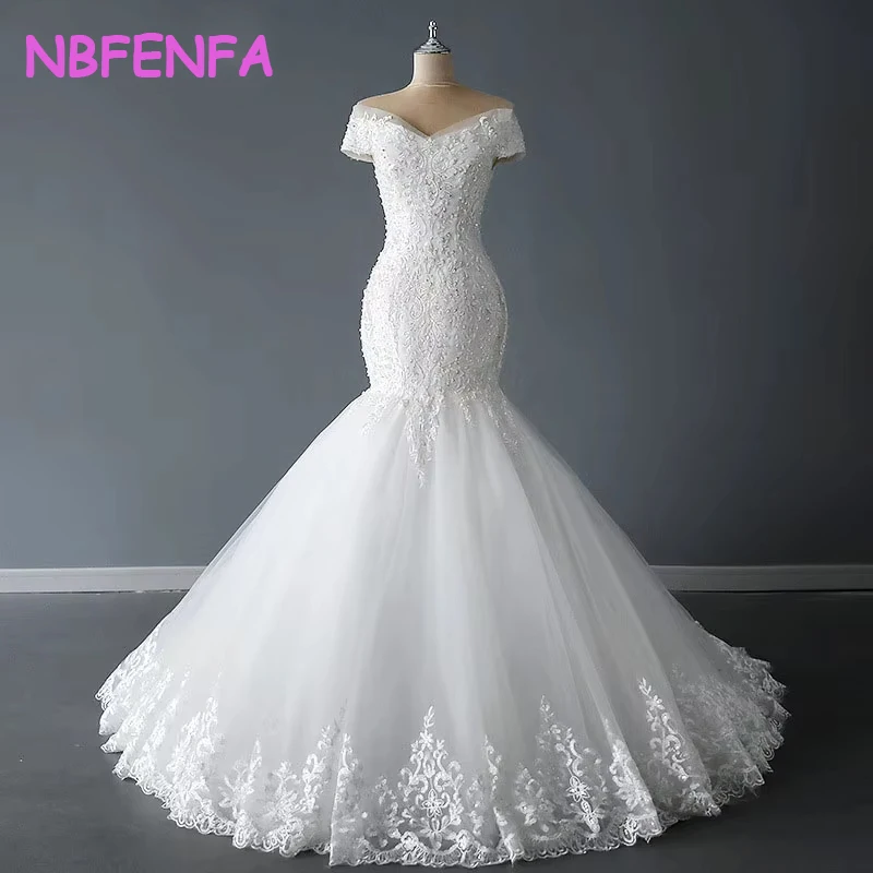 NBFENFA Luxury Bridal Mermaid Train Wedding Dresses Summer Formal Occasions Elegant Long Evening Party Dress for Women 2024