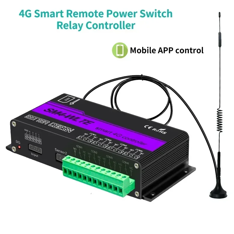 4G GSM SM4-WLTE Afstandsbediening Aan/uit-schakelaar Draadloze deurtoegang Opener met antenne Afstandsbediening Temperatuur en vochtigheid