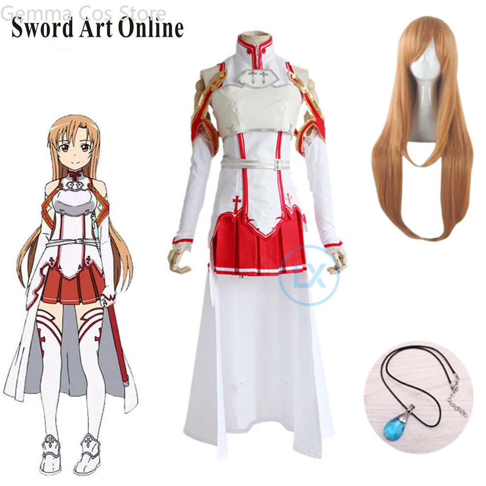 

Sword Art Online Cosplay Costume Asuna Yuuki Full Set Women Cosplay Costumes Haloween Anime Clothes Cos Anime