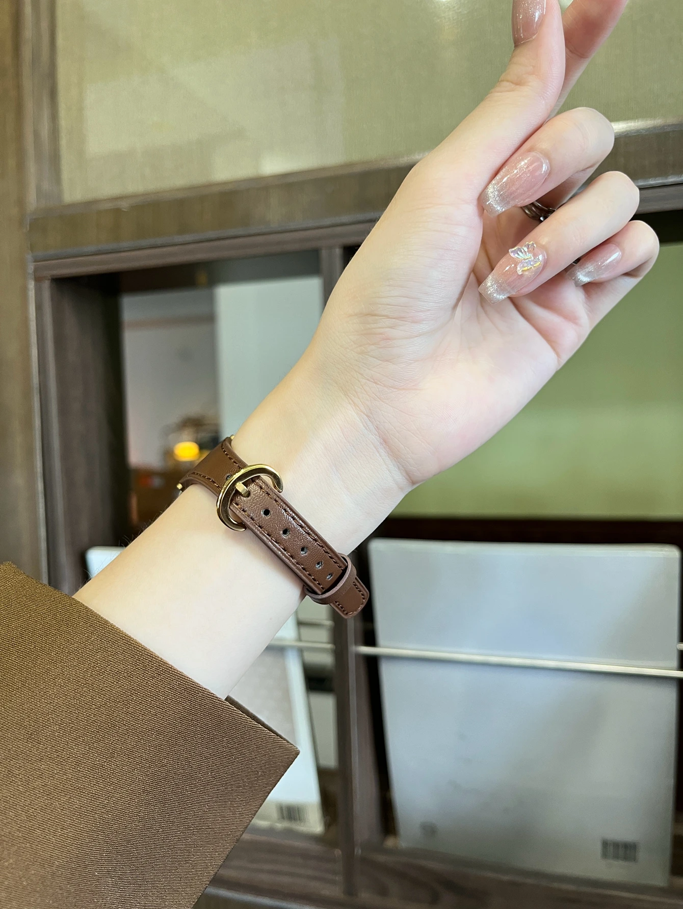 رقيقة ل سوار ساعة أبل البني النساء الترا 10/9/8/7/6/5/4/3/2/ 38 مللي متر 40 مللي متر 41 مللي متر 42 مللي متر 44 مللي متر 45 مللي متر 46 مللي متر حلقة جلدية