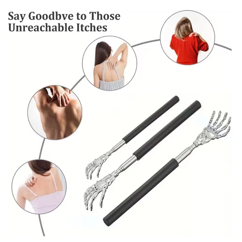 ポータブル伸縮式背かき器 ステンレス鋼製伸縮式背かき器 人間とペットの両方用 伸縮式背中マッサージ器