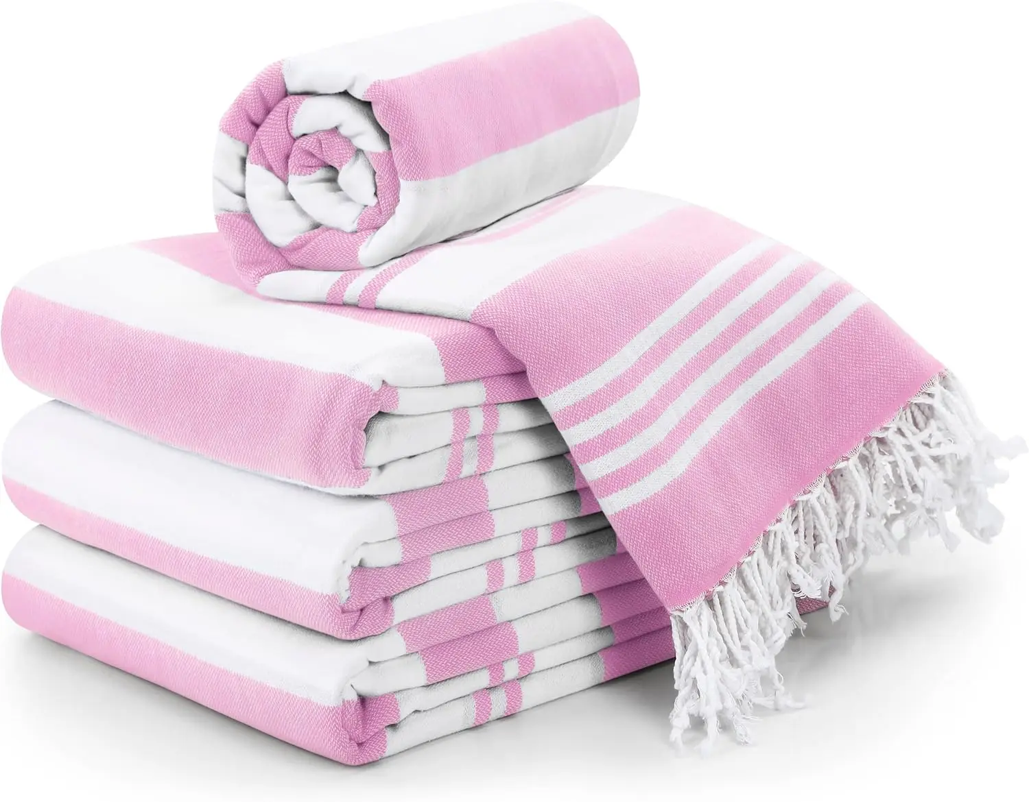 

Набор из 4 турецких пляжных полотенец, 40x72 дюйма, 100% хлопок, увеличенный размер, без песка, быстросохнущие, предварительно пропраные, мягкие на ощупь, для путешествий, розовые
