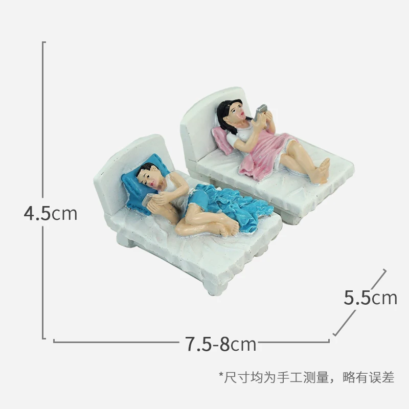 resin figure mental psychological sand table game box court therapy  lying  in  the  bed  to playwith mobile phones