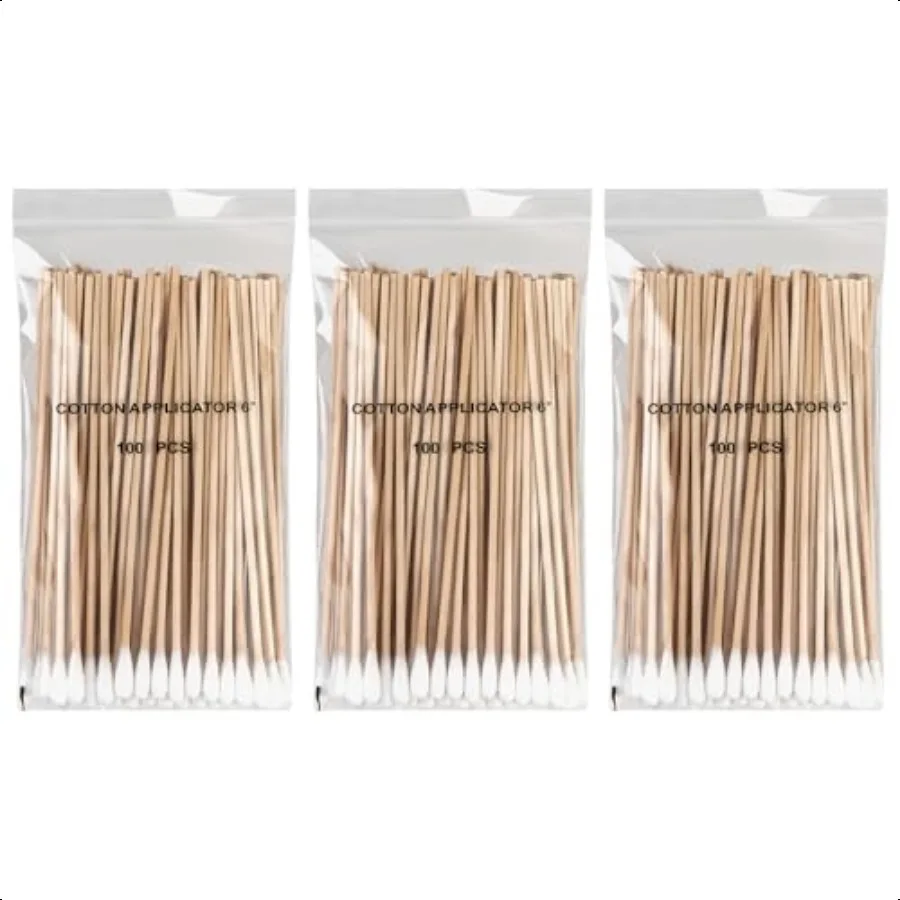 Tamponi di cotone lunghi da 300 pezzi 6 bastoncini di cotone per pulizia con bastoncini di legno Applicatori di punte per ombretti microblading precisi Microswa