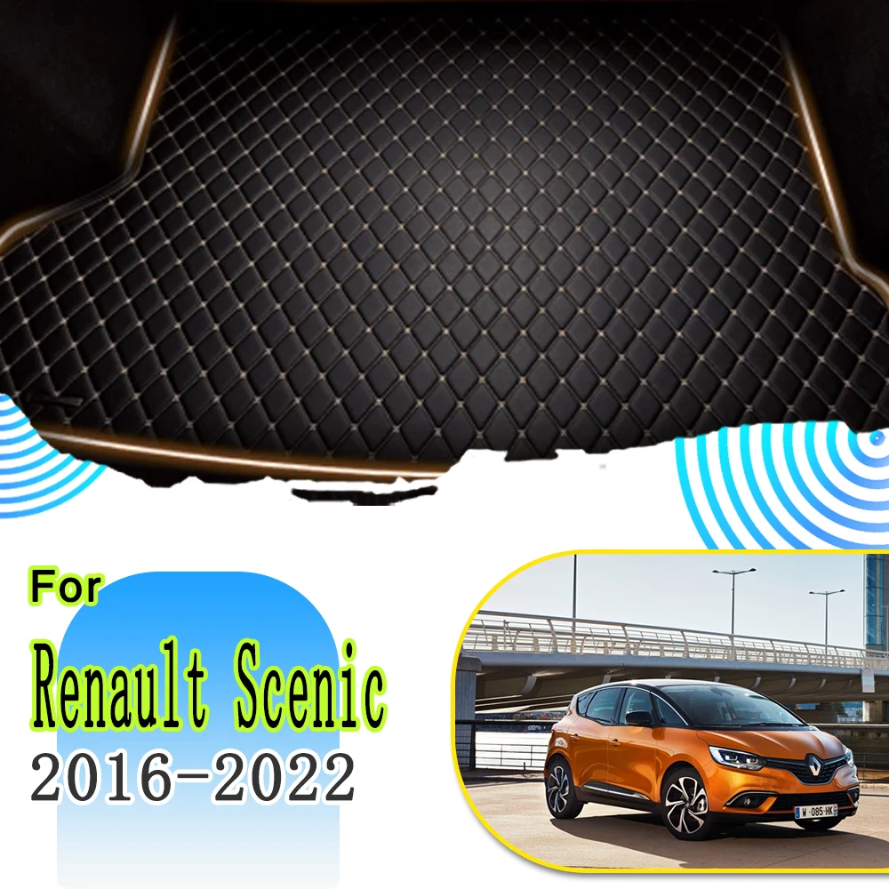 

Коврики для багажника автомобиля для Renault Scenic 2016 ~ 2022, водонепроницаемые защитные Выделенные коврики для багажника, украшение заднего интерьера, автомобильные аксессуары