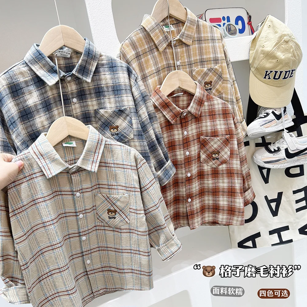 

Boys' checked shirts for spring and autumn children's tops children's clothing new autumn style of boys' baby shirts from