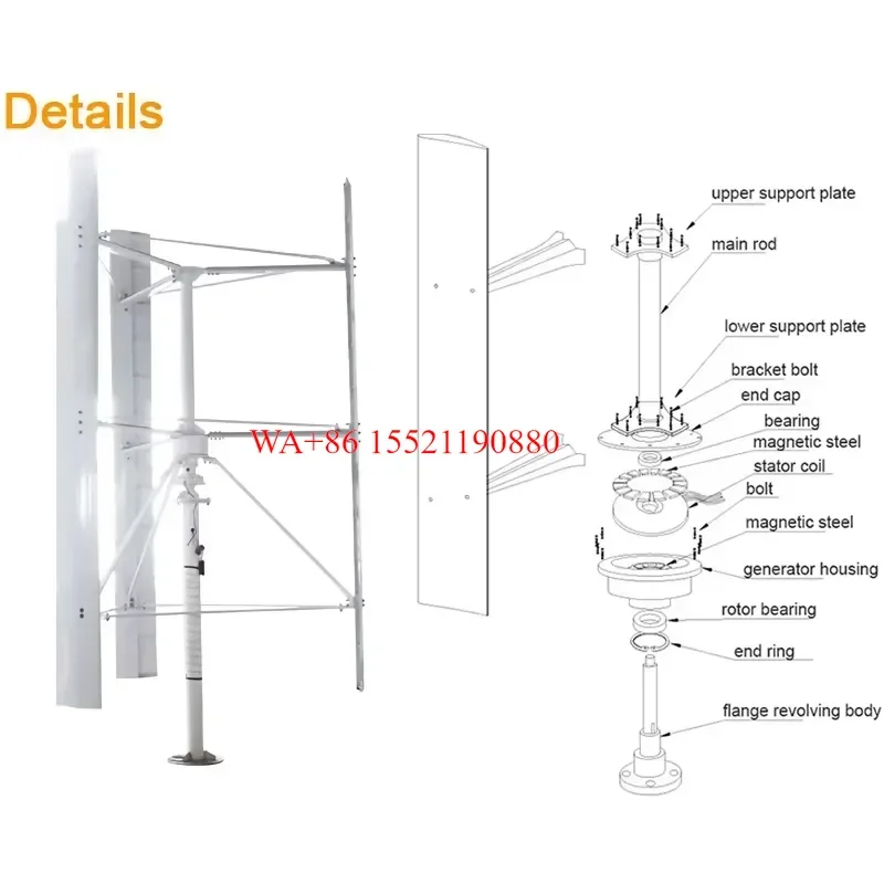 WMWMNU for Wind Solar Hybrid Power System 5kw 10kw Vertical Windmill for Residential and Commercial with CE RoHS ISO