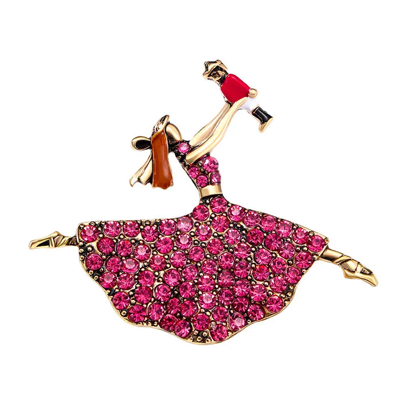 Fashion Exquistie Full Crystal Ballet Dancer Brooches Pin For Women Vintage Lady Classic Design Badges Accessories Jewelry