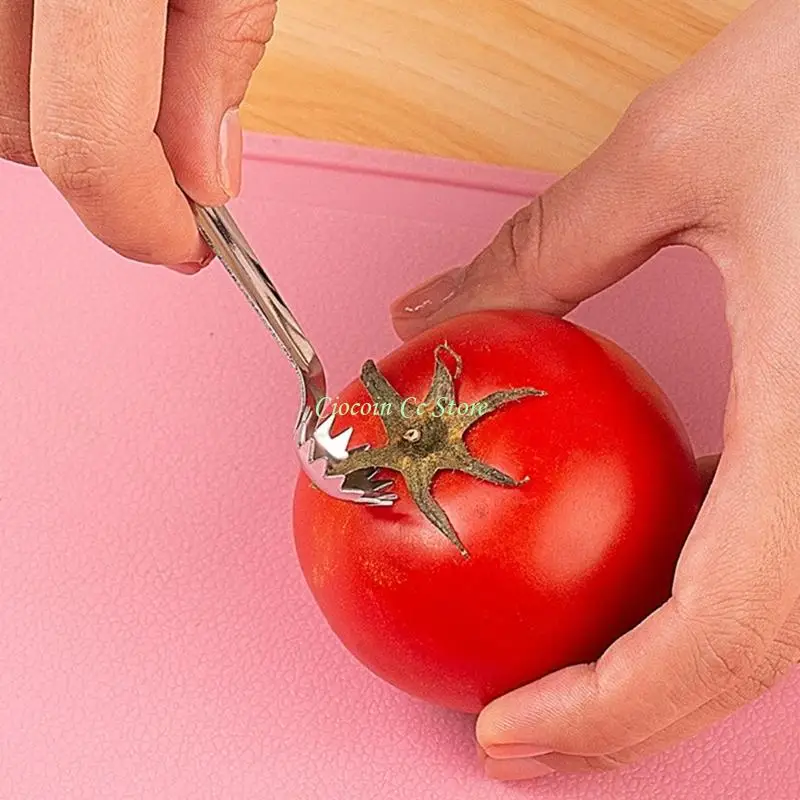X90F Ergonomic Stainless Steels Kitchen Corer Tool 4Pcs Safe Tomato Strawberry Huller For Easy Stem Extraction Removal Tool