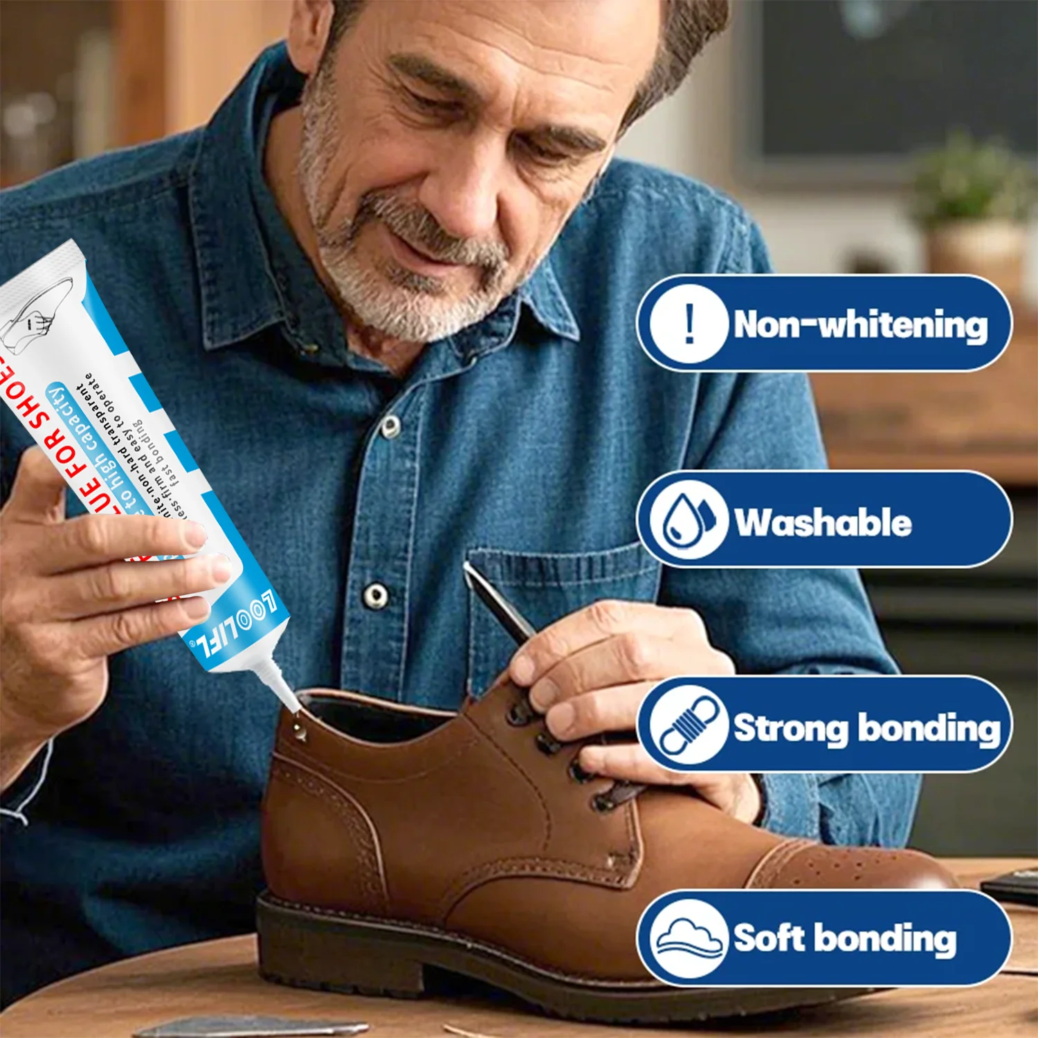 Loolifl, 60ml Strong Universal Shoe Glue Professional Repair for Sports Shoes/Boots/Leather Cracks, Safe and Stable image 2