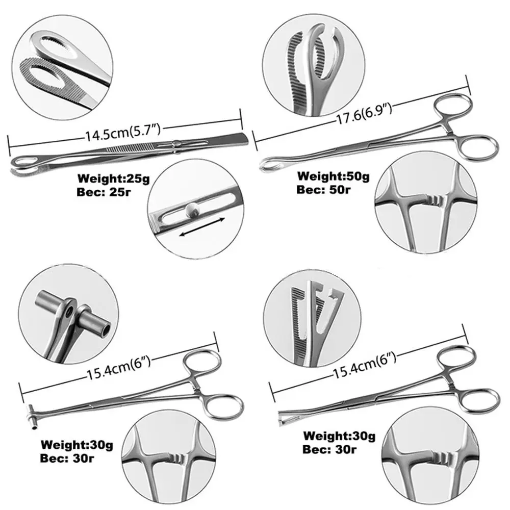 Pinças de aço inoxidável, Open Round Forceps, Triangle Forceps, Piercing Clamp, Body Jewelry Tool, Ferramenta Profissional Descartável