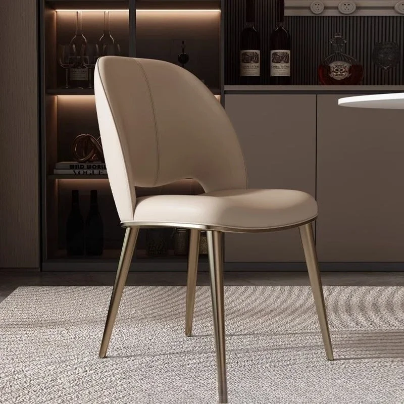 

small apartment backrest chair Light luxury high-end stainless steel stool Modern simple island dining table and chairs