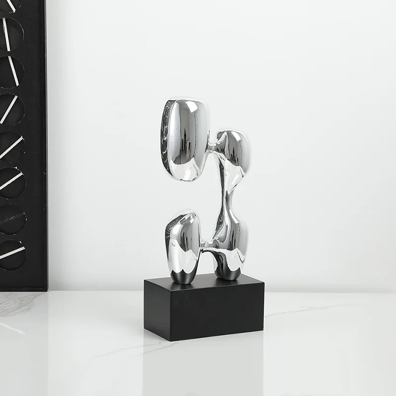 Modern light luxury abstract silver scintillation resin ornament model room living room wine cabinet high-end home soft decorati