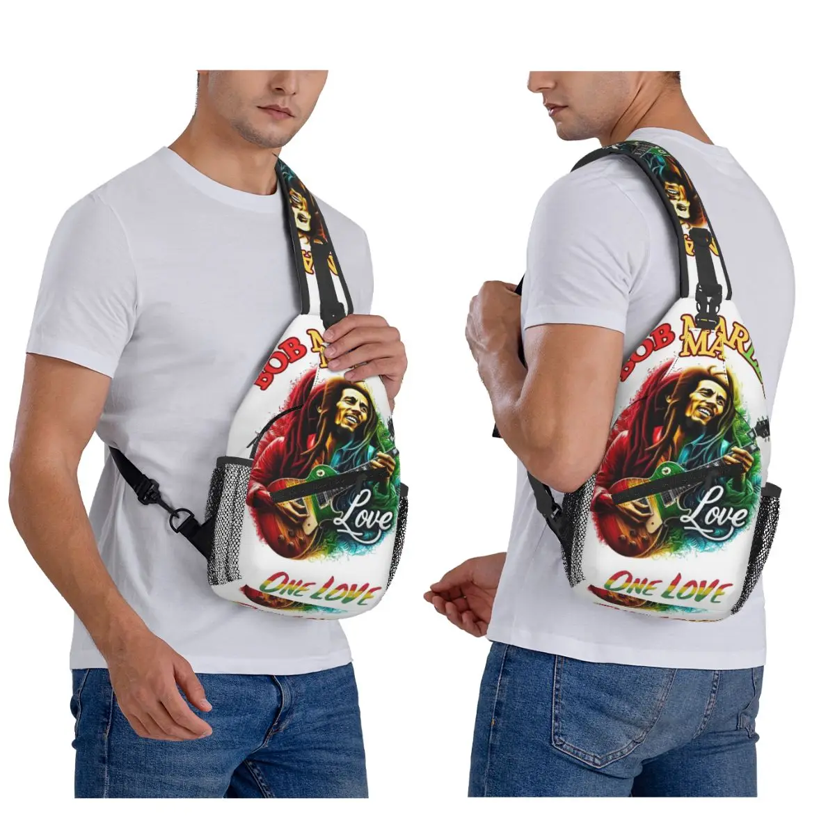 جامايكا الريغي روك بوب مارلي حقيبة الصدر الرجال حبال Crossbody على ظهره حقيبة الصدر السفر المشي لمسافات طويلة Daypack حقيبة الكتف
