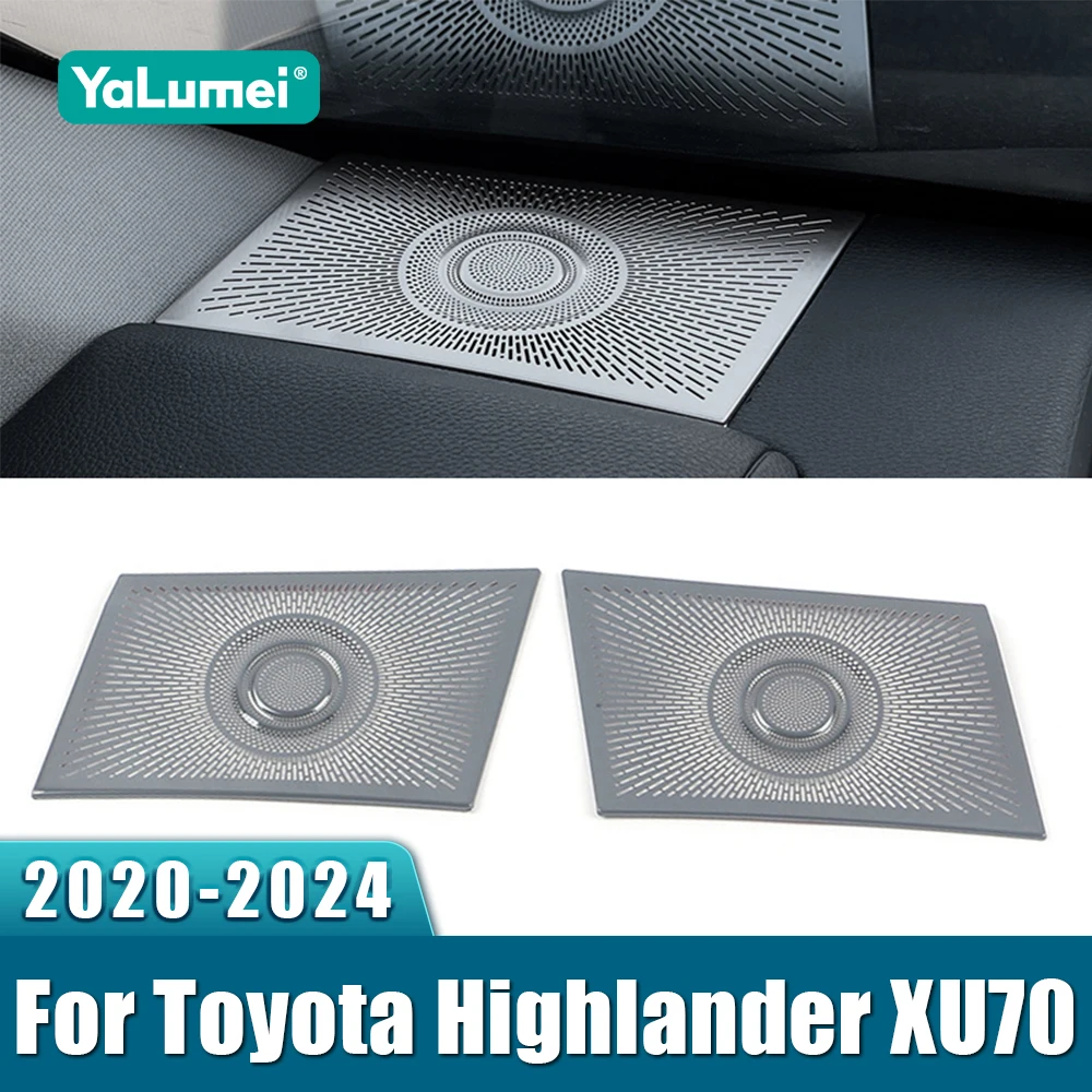 

For Toyota Highlander XU70 Kluger 2020-2022 2023 2024 Stainless Car Front Dashboard Vent Sound Speaker Cover Air Trims Stickers