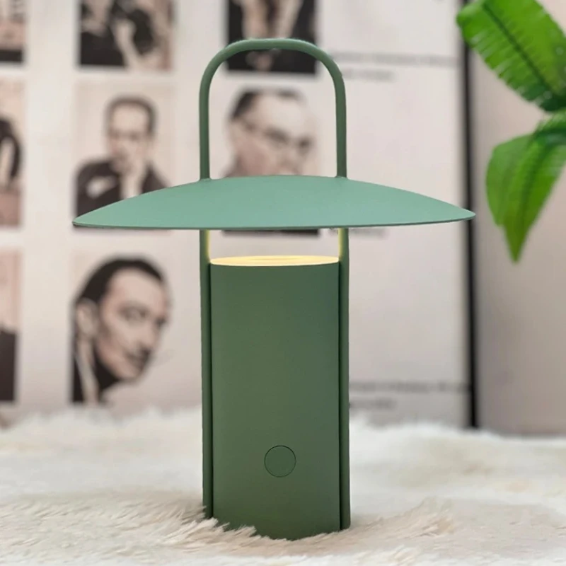 Danish Designer Portable Hand-held Floor Lamps with Touch Dimming Switch Black/Green Table Light USB Charging Bedside Bar Studio