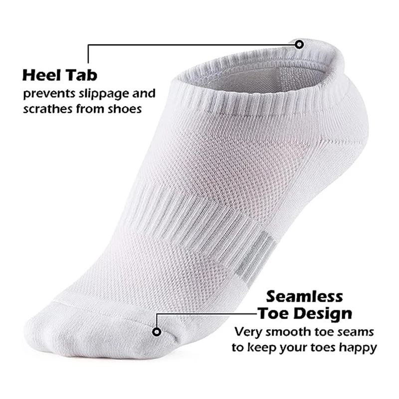 5 pairs of boat socks, sports and leisure socks, comfortable and cushioned for running, men\'s sports socks, sweat wicking, breat