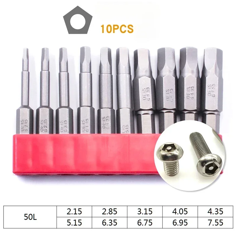 Bicycle Pentagonal Pneumatic Head Bit S2 Steel 1/4 Inner Pentagonal Screw Electric Driver Set