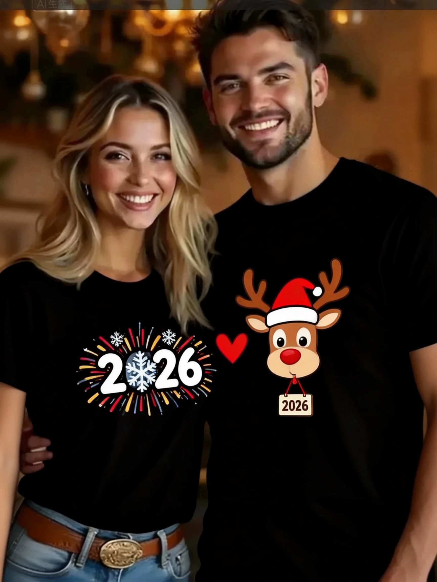 Couples Black T-Shi… - image