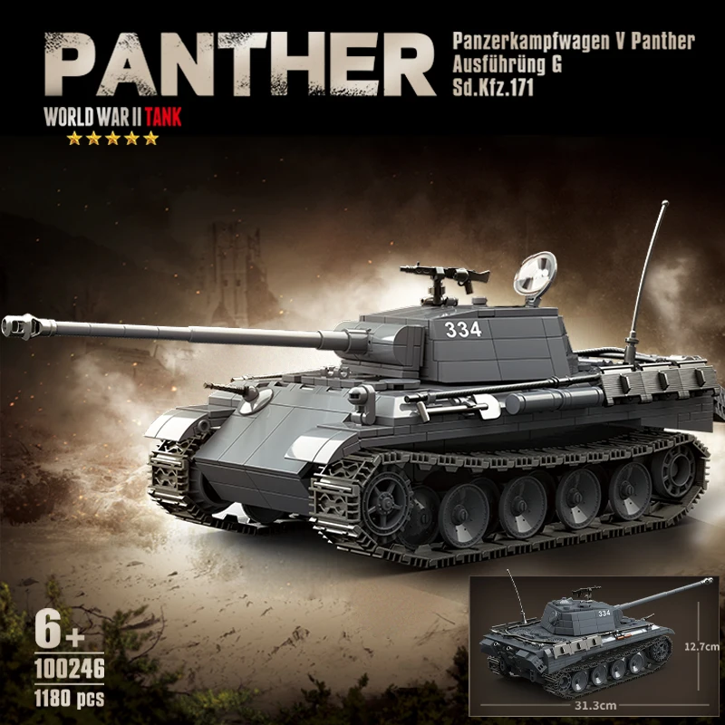 WORLD WAR II TANK Panzerkampfwagen v Panther Ausführüng G Sd.Kfz.171 Building blocks military doll boy 8 year old toy gift