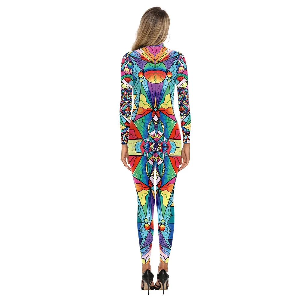 Women Men Abstract Art Geometric Graffiti 3D Printed Jumpsuit Adults Halloween Cosplay Costume