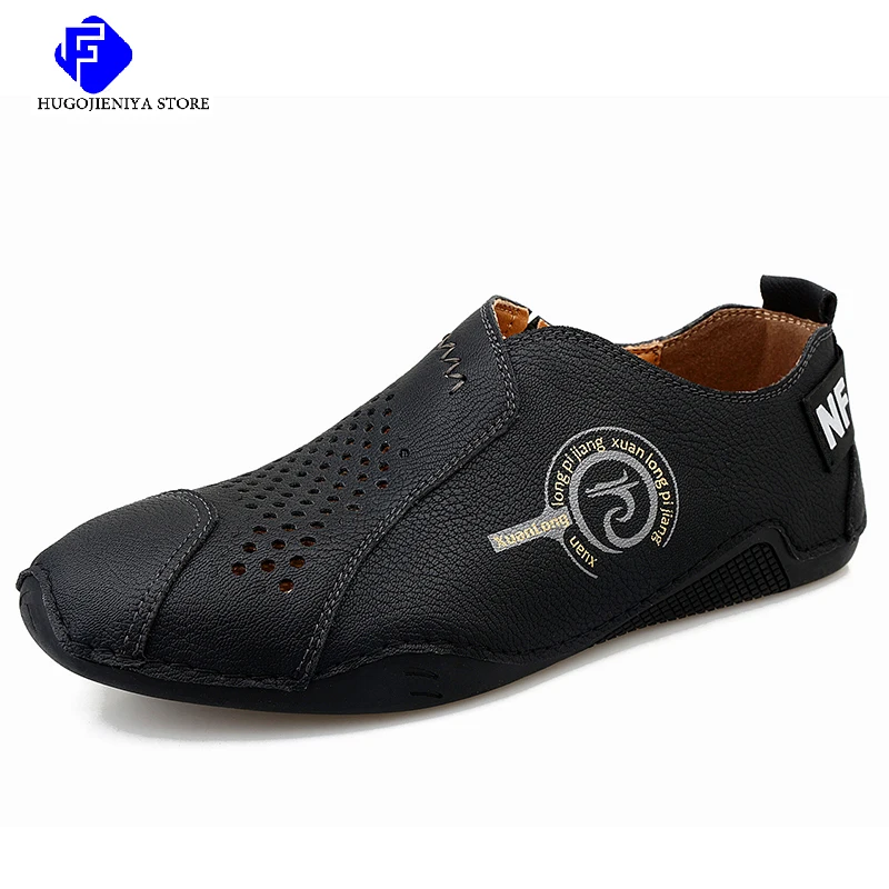 2023 New Summer Men Soft Leather Casual Shoes Luxury Fashion Soft Loafers Moccasins Breathable Slip On Driving Shoes Big Size 48