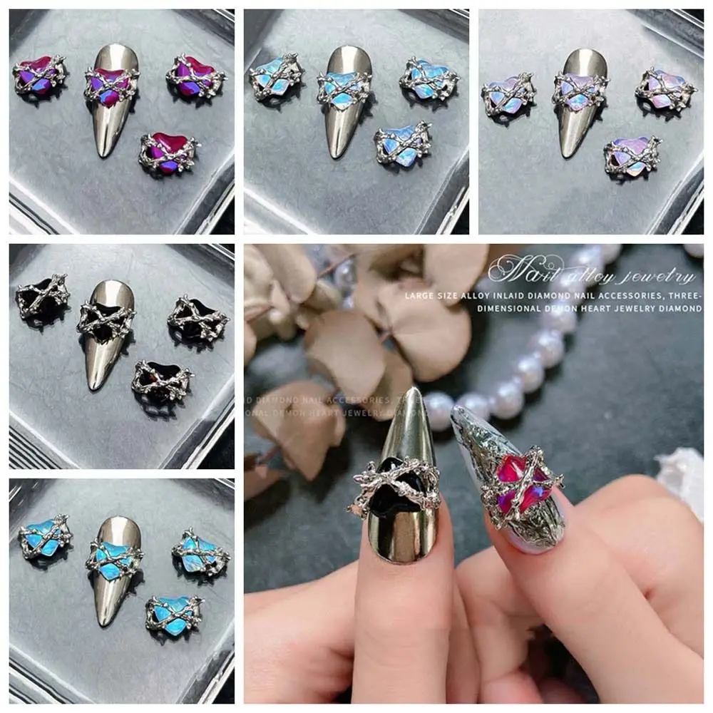 Breloques pour Nail Art, 4 pièces/ensemble, décorations d'ongles en forme de cœur d'halloween, ornements d'ongles à faire soi-même, accessoires pour ongles en forme de cœur d'halloween