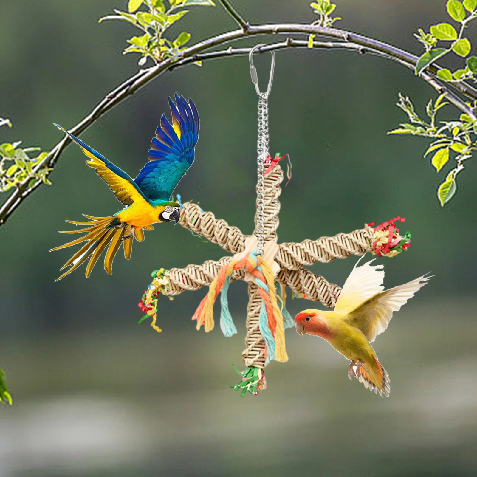 Colorful Bird Stand Parrot Budgie Parakeet Birdcage Chewing Toy Hanging Cage Accessories for Cockatiel Playing Toy