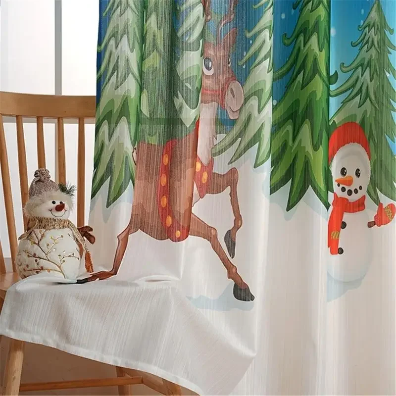 Festival Holiday Blackouts Curtains Christmas Tree Designs Polyester Easy Caring Sturdy Home Decoration Y5GB