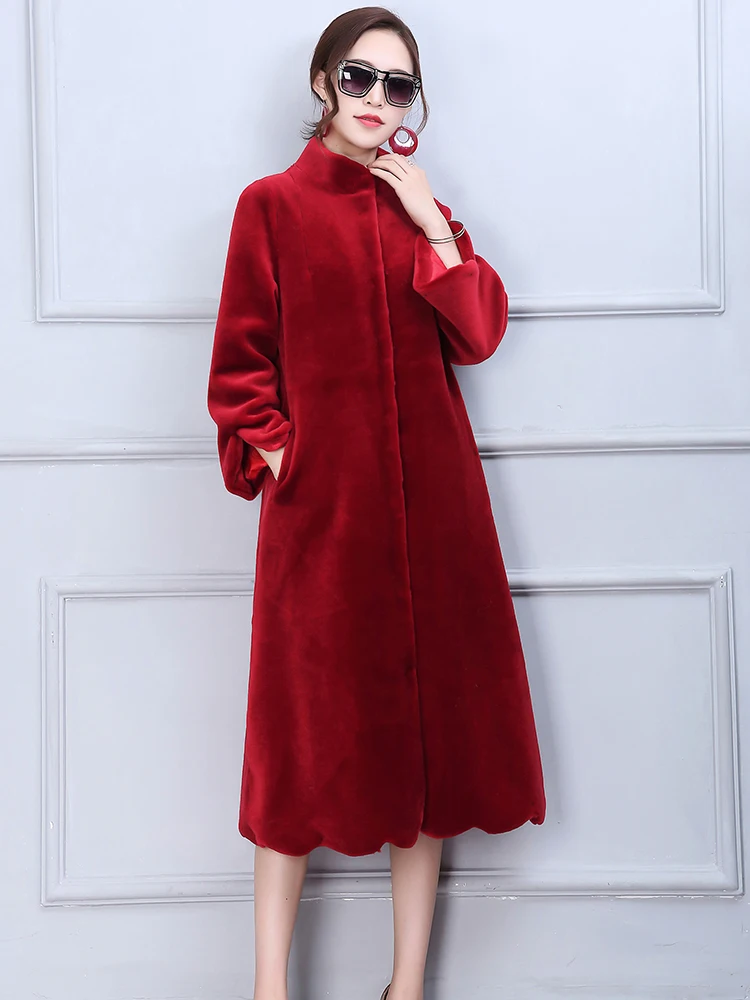 Nerazzurri zimowy długi czarny puszysty ciepły prawdziwy owca płaszcz futrzany wełniany kobiety linia naturalny Shearling płaszcz luksusowa moda 2022