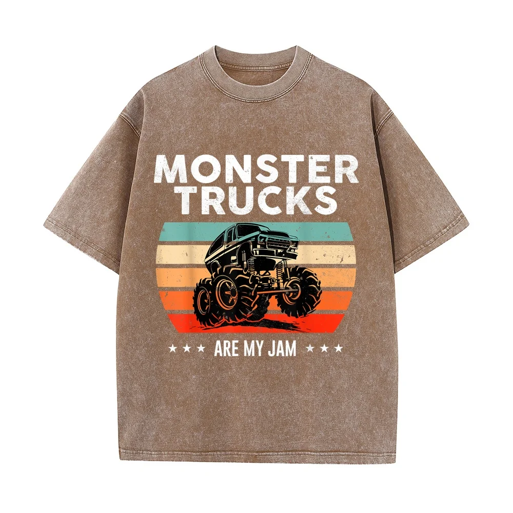 Cool Engines T-Shirt Monster Trucks are my jam T Shirt Masculinas 키티 Luxury Brands Blue Round Neck Tee Red 100 Cotton Short