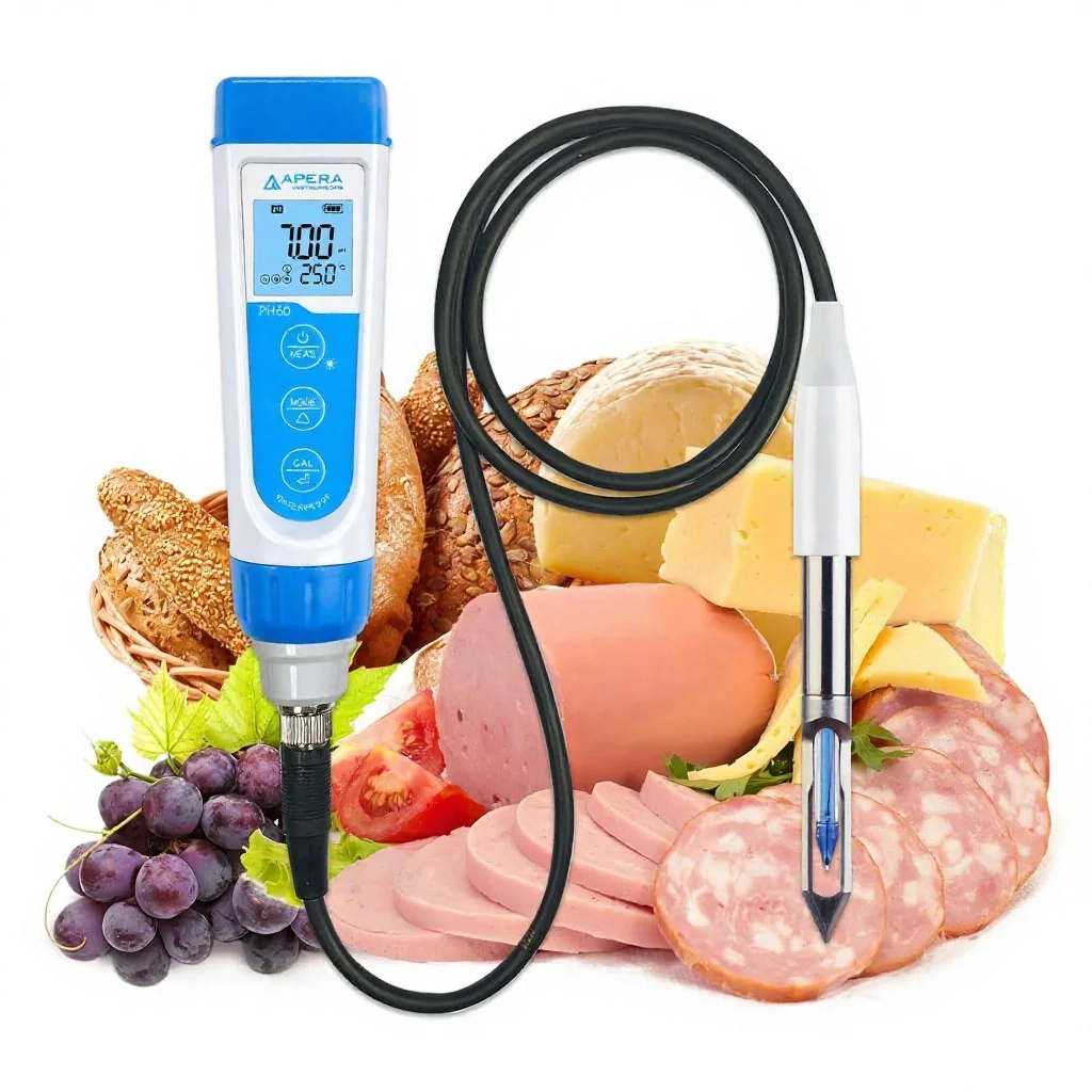 Apera Instruments PH60-MT Kit de Medidor de pH Portátil LabSen 765 Electrodo de Titanio Tipo Espada para pH/Temperatura de Grado Laboratorio