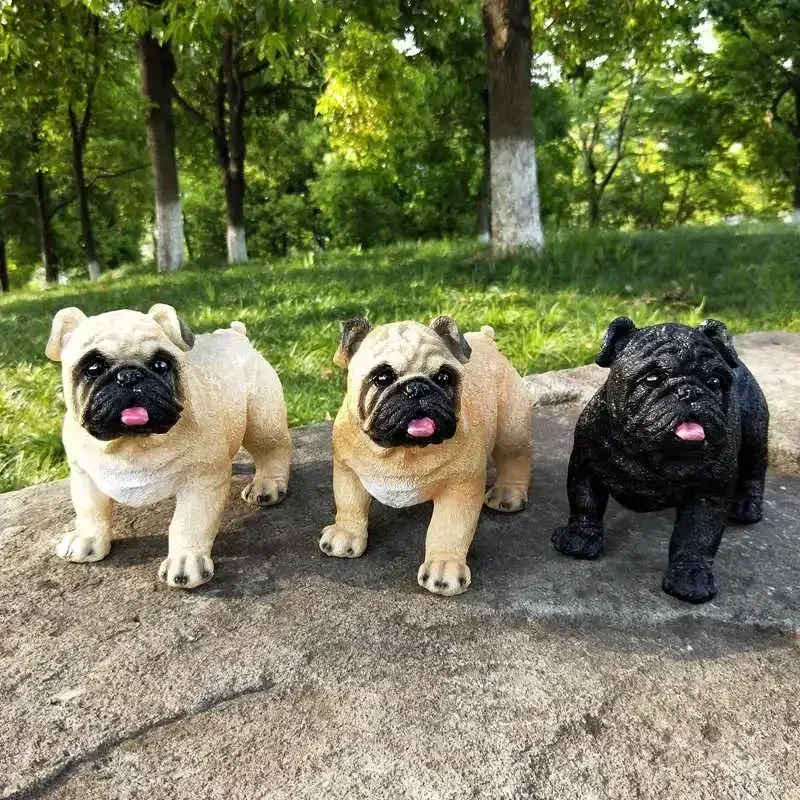 Simulation Pug Shar Pei pug dog Figurine ornaments resin Statue puppy model Home Room Decor animal landscaping decorations gifts